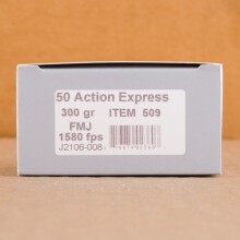 A photo of a box of Underwood ammo in 50 Action Express.