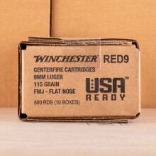 A photo of a box of Winchester ammo in 9mm Luger.