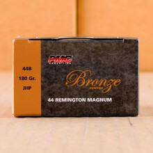 Image of PMC 44 Remington Magnum pistol ammunition.