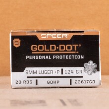 Photo of 9mm Luger JHP ammo by Speer for sale at AmmoMan.com.