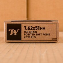 Image of Winchester 308 / 7.62x51 rifle ammunition.