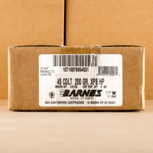 A photo of a box of Barnes ammo in .45 COLT.