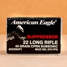 Photograph of .22 Long Rifle ammo with copper plated round nose ideal for Subsonic, training at the range.