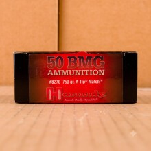 An image of .50 BMG ammo made by Hornady at AmmoMan.com.