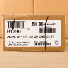 An image of 357 SIG ammo made by Hornady at AmmoMan.com.