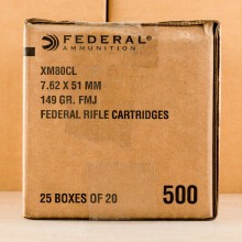 Image of 7.62X51MM FEDERAL AMERICAN EAGLE 149 GRAIN XM80CL FMJ (500 ROUNDS)