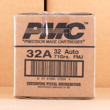 Image of .32 ACP ammo by PMC that's ideal for training at the range.