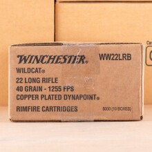 Photograph showing detail of 22 LR WINCHESTER WILDCAT 40 GRAIN CPHP (5000 ROUNDS)
