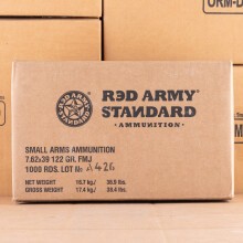 Image of the 7.62X39 RED ARMY STANDARD 122 GRAIN FMJ (1000 ROUNDS) available at AmmoMan.com.