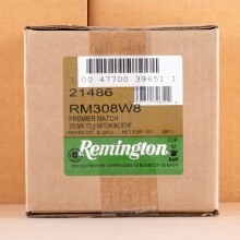 Image of 308 / 7.62x51 ammo by Remington that's ideal for precision shooting.