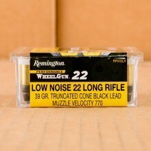 Photograph of .22 Long Rifle ammo with Truncated Cone Solid Bullet ideal for training at the range.