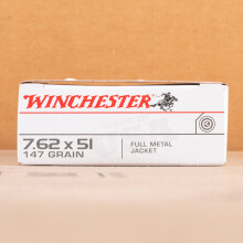 A photograph of 200 rounds of 147 grain 308 / 7.62x51 ammo with a FMJ bullet for sale.