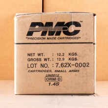 Image detailing the brass case on the PMC ammunition.