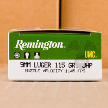 Image of Remington 9mm Luger pistol ammunition.