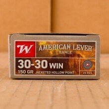 A photograph of 200 rounds of 150 grain 30-30 Winchester ammo with a JHP bullet for sale.