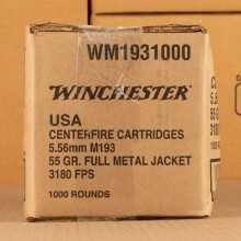 An image of 5.56x45mm ammo made by Winchester at AmmoMan.com.