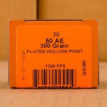 A photo of a box of HSM Ammunition ammo in 50 Action Express.