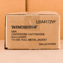 Photo of 9mm Luger FMJ ammo by Winchester for sale at AmmoMan.com.