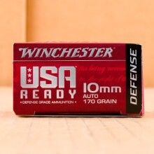 A photograph of 20 rounds of 170 grain 10mm ammo with a JHP bullet for sale.