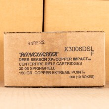 Image of 30.06 Springfield ammo by Winchester that's ideal for whitetail hunting.