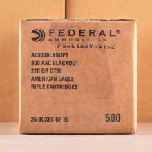 Image of 300 AAC Blackout ammo by Federal that's ideal for precision shooting, training at the range.