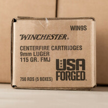 Photo of 9mm Luger FMJ ammo by Winchester for sale.