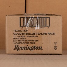 Image of bulk .22 Long Rifle ammo by Remington that's ideal for hunting varmint sized game, training at the range.