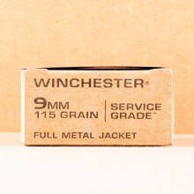 Photo of 9mm Luger full metal jacket flat-point ammo by Winchester for sale at AmmoMan.com.