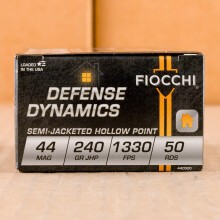 A photo of a box of Fiocchi ammo in 44 Remington Magnum.