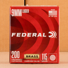 Photograph showing detail of 9MM FEDERAL CHAMPION TRAINING 115 GRAIN FMJ (1000 ROUNDS)