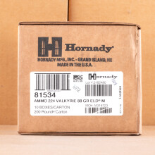 A photograph of 200 rounds of 88 grain .224 Valkyrie ammo with a ELD bullet for sale.