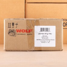 Image of the 223 REM WOLF 55 GRAIN FMJ STEEL CASE (1000 ROUNDS) available at AmmoMan.com.
