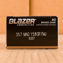 Image of 357 Magnum ammo by Blazer Brass that's ideal for training at the range.