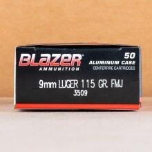 Photo of 9mm Luger FMJ ammo by Blazer for sale at AmmoMan.com.