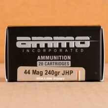 Photo of 44 Remington Magnum JHP ammo by Ammo Incorporated for sale at AmmoMan.com.