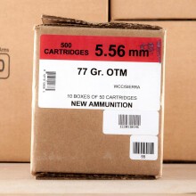 Photo detailing the 5.56MM BLACK HILLS 77 GRAIN OTM (500 ROUNDS) for sale at AmmoMan.com.