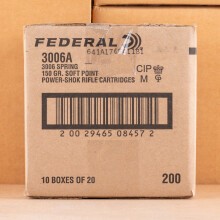 Image of the .30-06 SPRINGFIELD FEDERAL POWER-SHOK 150 GRAIN SP (200 ROUNDS) available at AmmoMan.com.