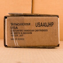 A photo of a box of Winchester ammo in .40 Smith & Wesson.