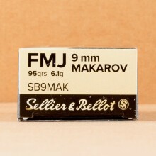 An image of 9x18 Makarov ammo made by Sellier & Bellot at AmmoMan.com.