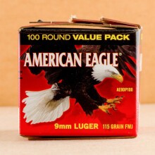 Photograph showing detail of 9MM LUGER FEDERAL AMERICAN EAGLE 115 GRAIN FMJ (500 ROUNDS)