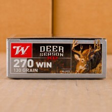 Image of 270 Winchester ammo by Winchester that's ideal for whitetail hunting.