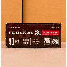 Photo of .40 Smith & Wesson Polymer Coated FMJ ammo by Federal for sale at AmmoMan.com.