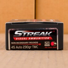 Image of .45 Automatic ammo by Streak that's ideal for shooting indoors, training at the range.
