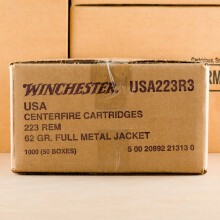 Photo detailing the 223 REM WINCHESTER USA 62 GRAIN FMJ (1000 ROUNDS) for sale at AmmoMan.com.