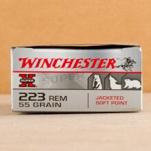 Image of 223 Remington ammo by Winchester that's ideal for hunting varmint sized game.