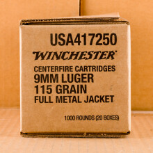 Image of 9mm Luger ammo by Winchester that's ideal for training at the range.