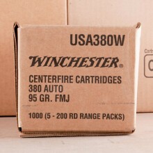 Photo of .380 Auto FMJ ammo by Winchester for sale at AmmoMan.com.