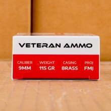 Image detailing the brass case and boxer primers on the Veteran Ammo ammunition.