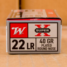  rounds of .22 Long Rifle ammo with copper plated round nose bullets made by Winchester.