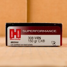 Image of 308 / 7.62x51 ammo by Hornady that's ideal for hunting wild pigs, whitetail hunting.